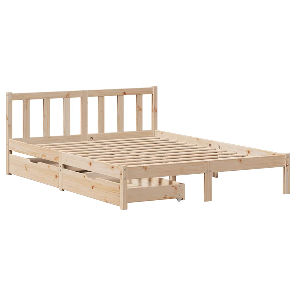 Bed Frame without Mattress 135x190 cm Double Solid Wood Pine