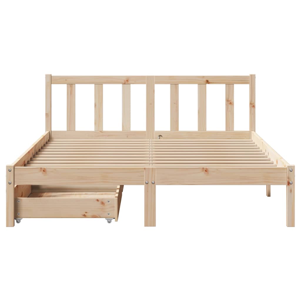 Bed Frame without Mattress 135x190 cm Double Solid Wood Pine