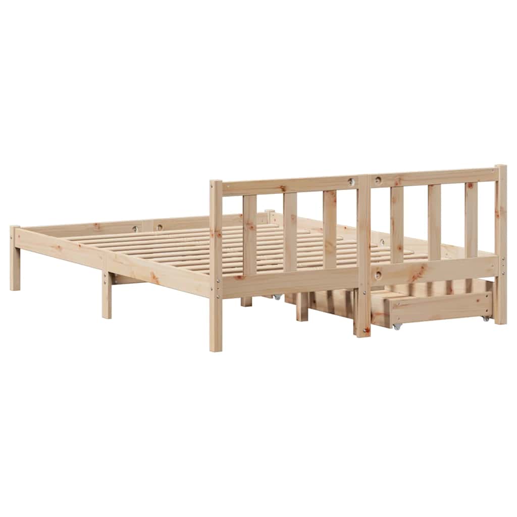 Bed Frame without Mattress 135x190 cm Double Solid Wood Pine