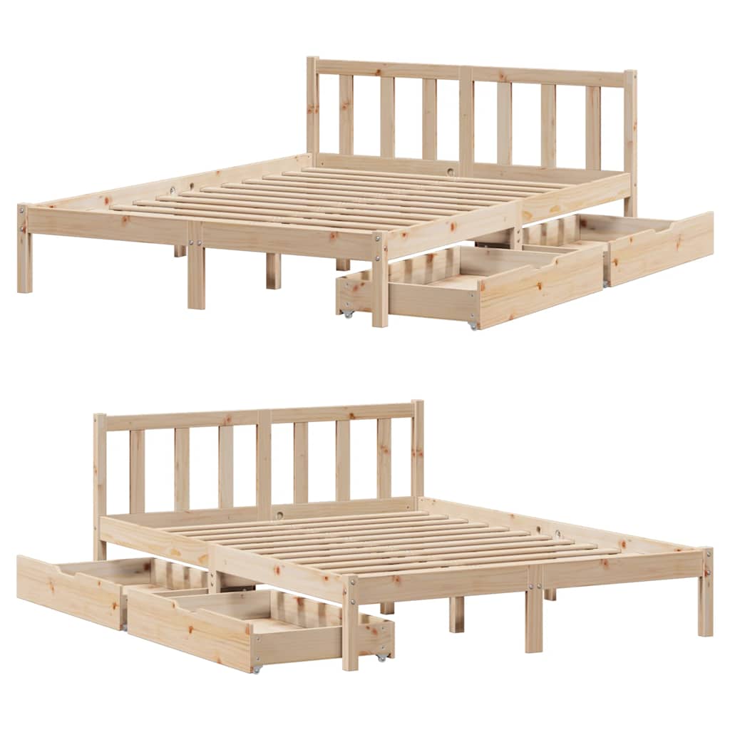 Bed Frame without Mattress 135x190 cm Double Solid Wood Pine