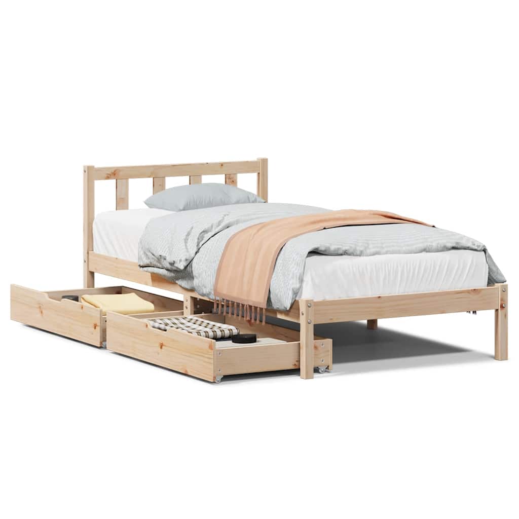 Bed Frame without Mattress 90x200 cm Solid Wood Pine