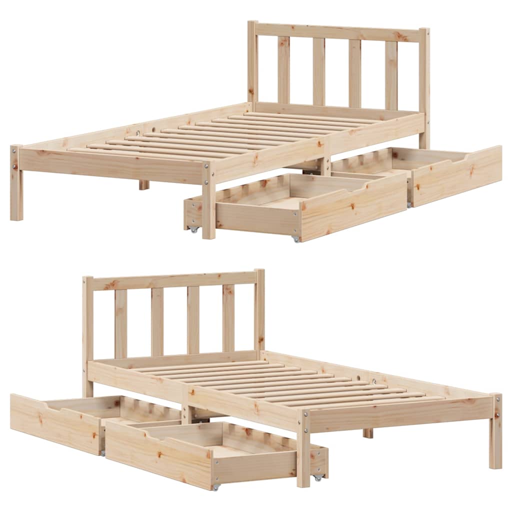 Bed Frame without Mattress 90x200 cm Solid Wood Pine