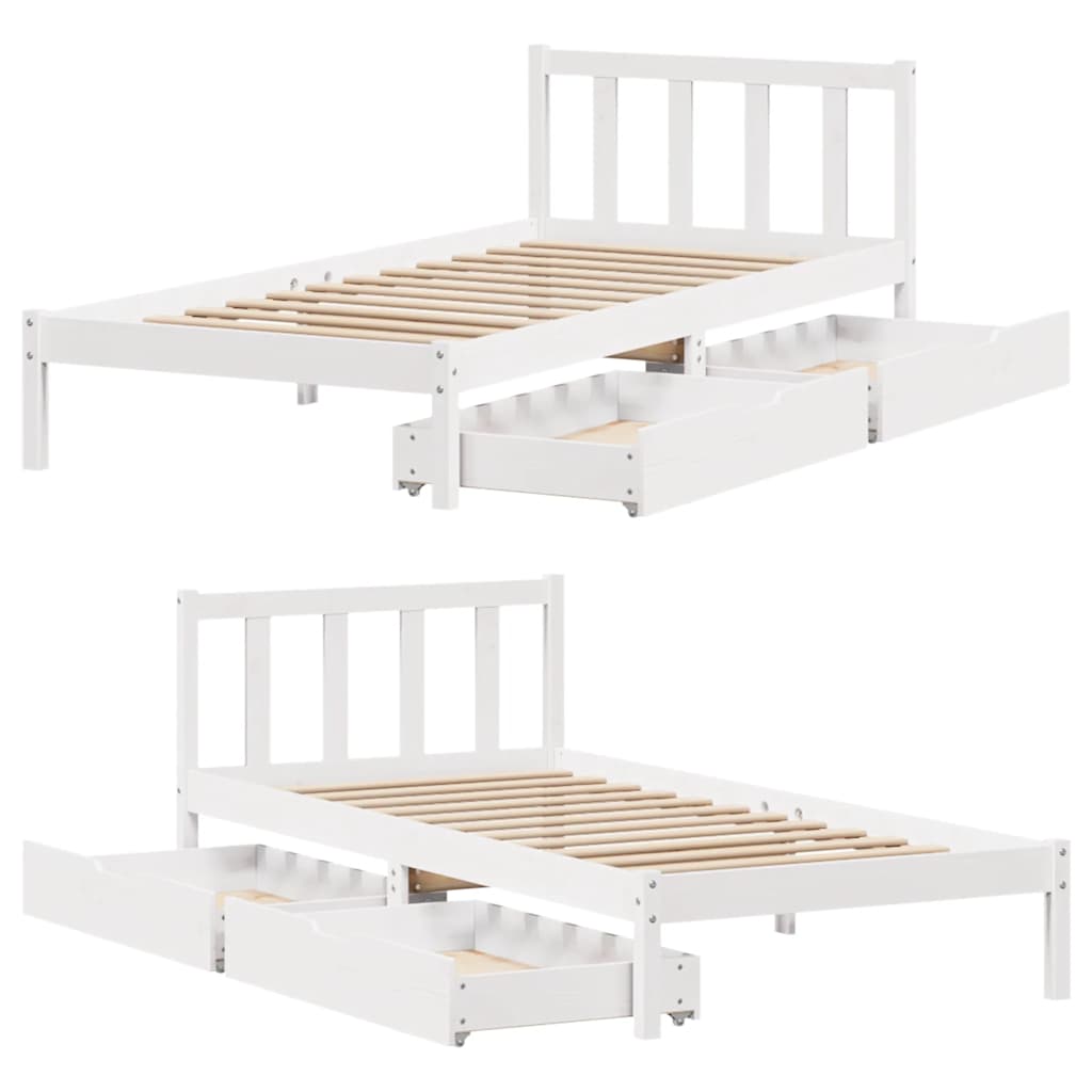 Bed Frame without Mattress White 90x200 cm Solid Wood Pine