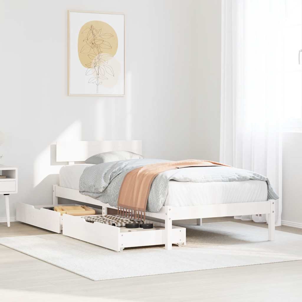 Bed Frame without Mattress White 90x190 cm Single Solid Wood Pine