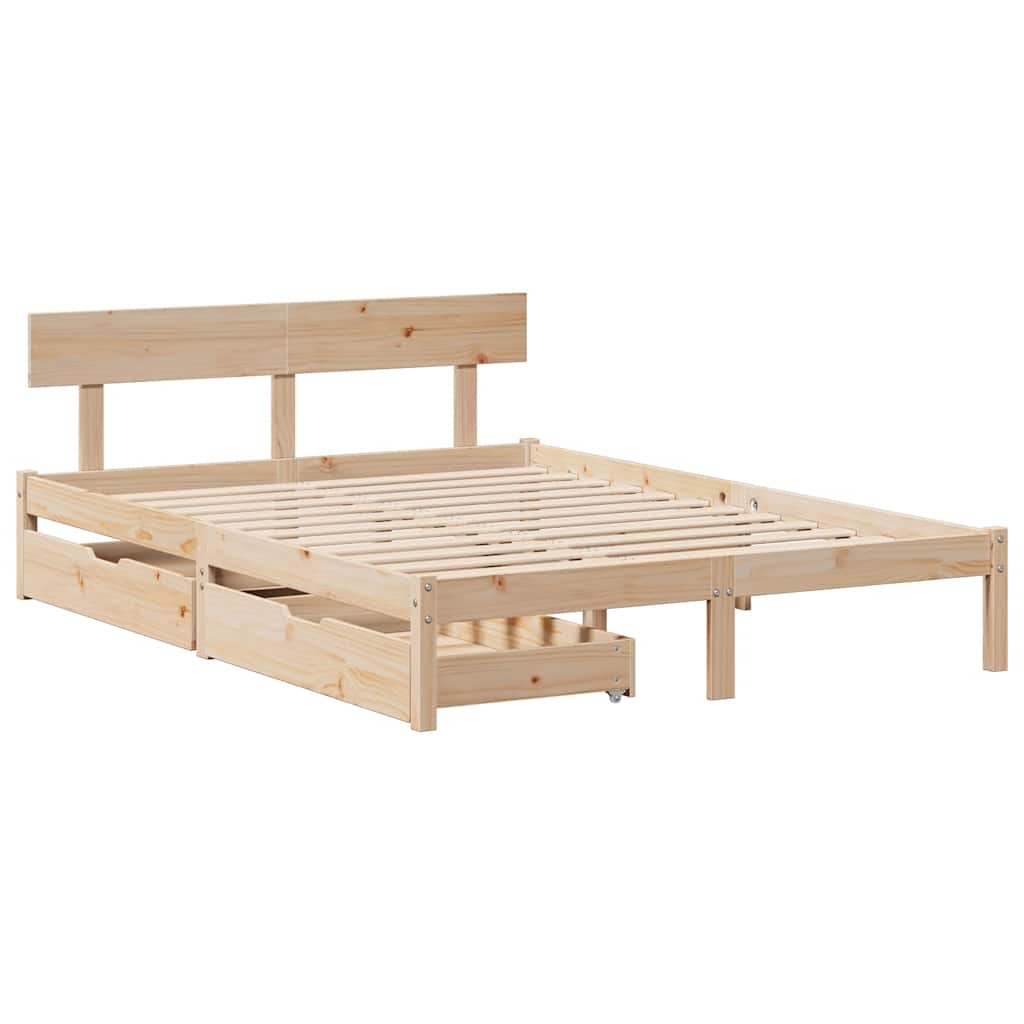 Bed Frame without Mattress 140x190 cm Solid Wood Pine
