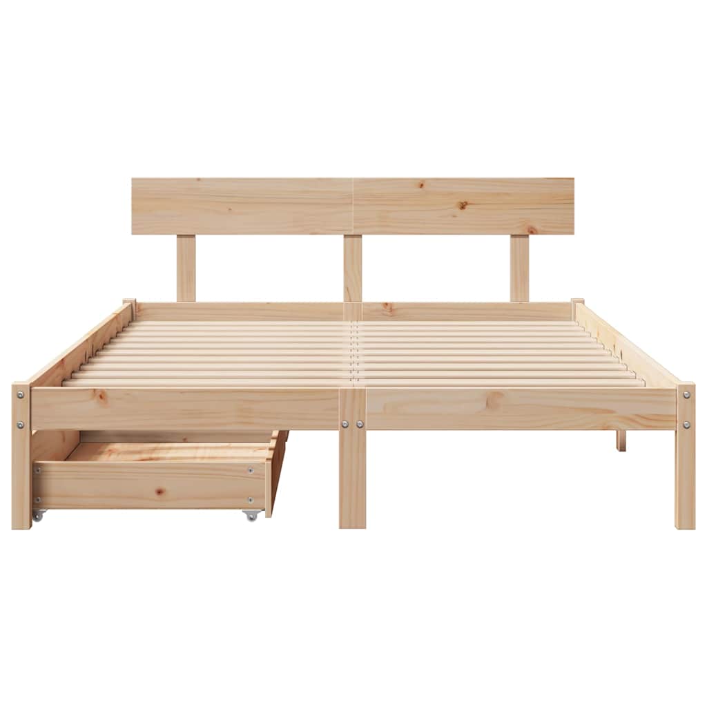 Bed Frame without Mattress 140x190 cm Solid Wood Pine