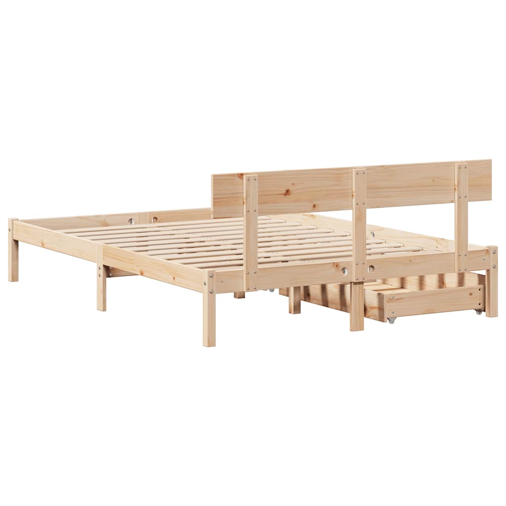 Bed Frame without Mattress 140x190 cm Solid Wood Pine