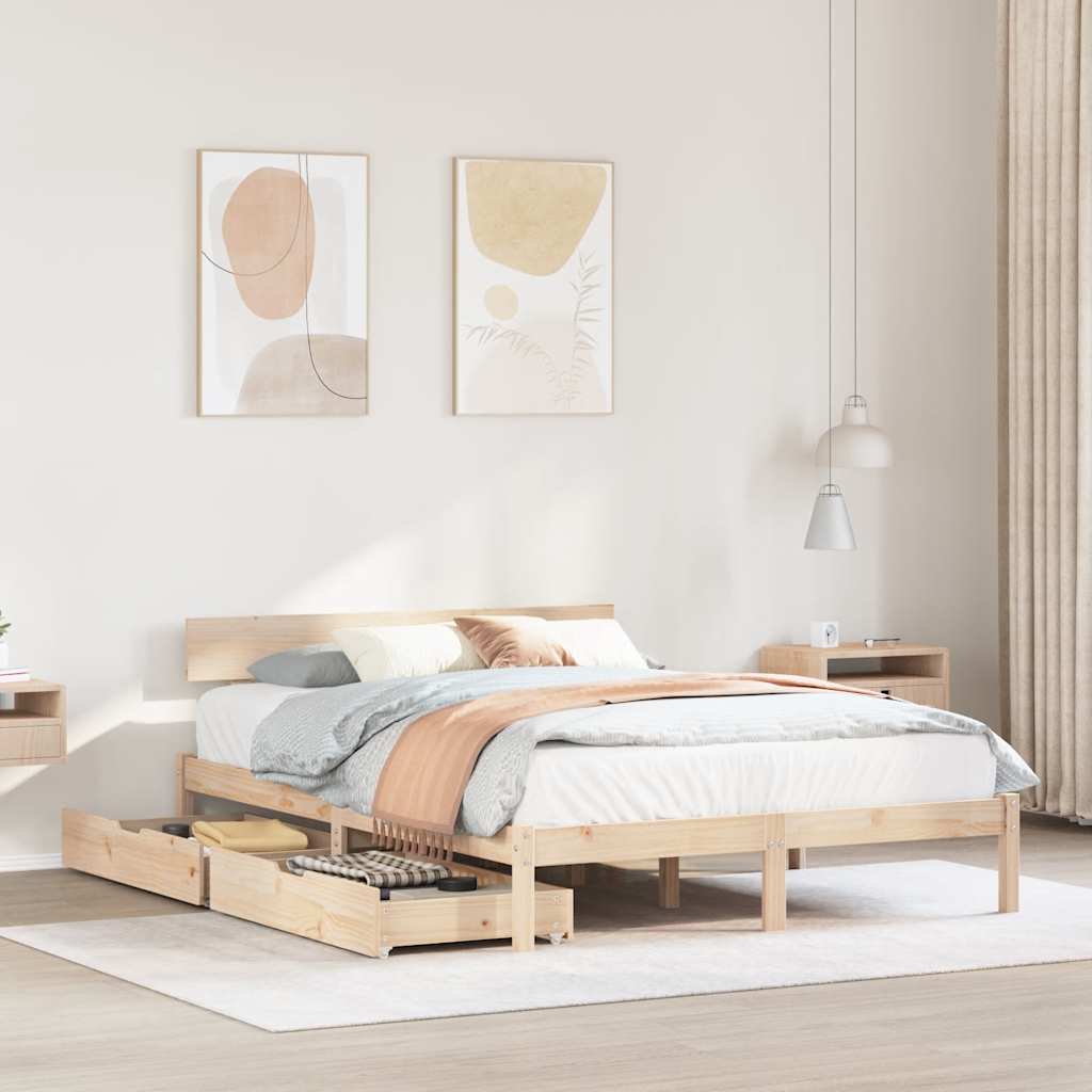 Bed Frame without Mattress 140x190 cm Solid Wood Pine