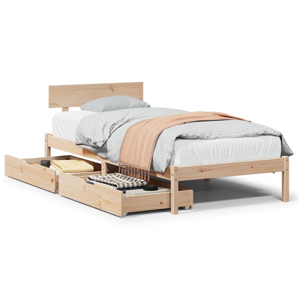Bed Frame without Mattress 90x200 cm Solid Wood Pine