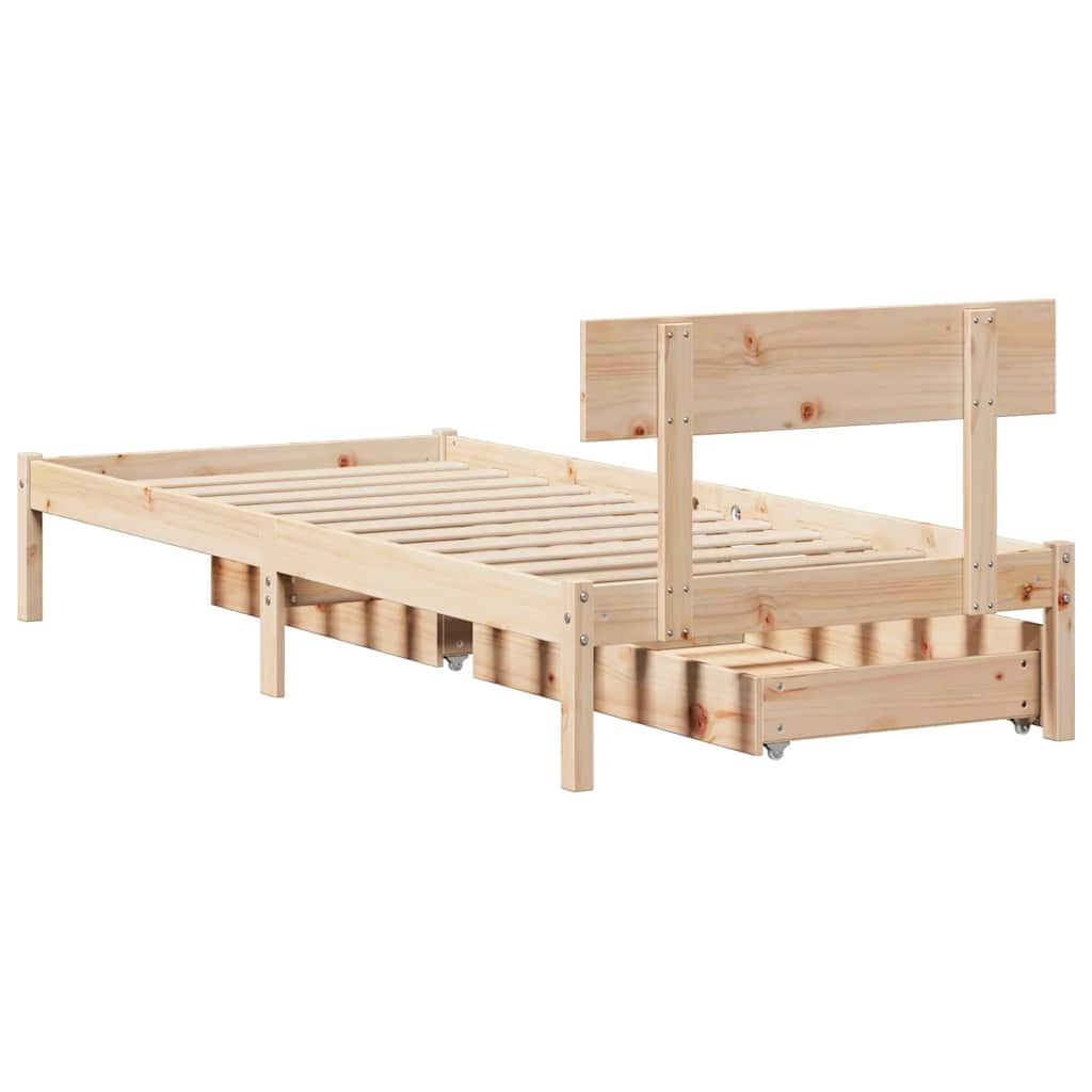 Bed Frame without Mattress 90x200 cm Solid Wood Pine