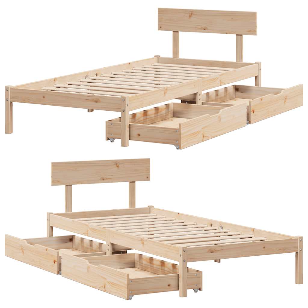 Bed Frame without Mattress 90x200 cm Solid Wood Pine