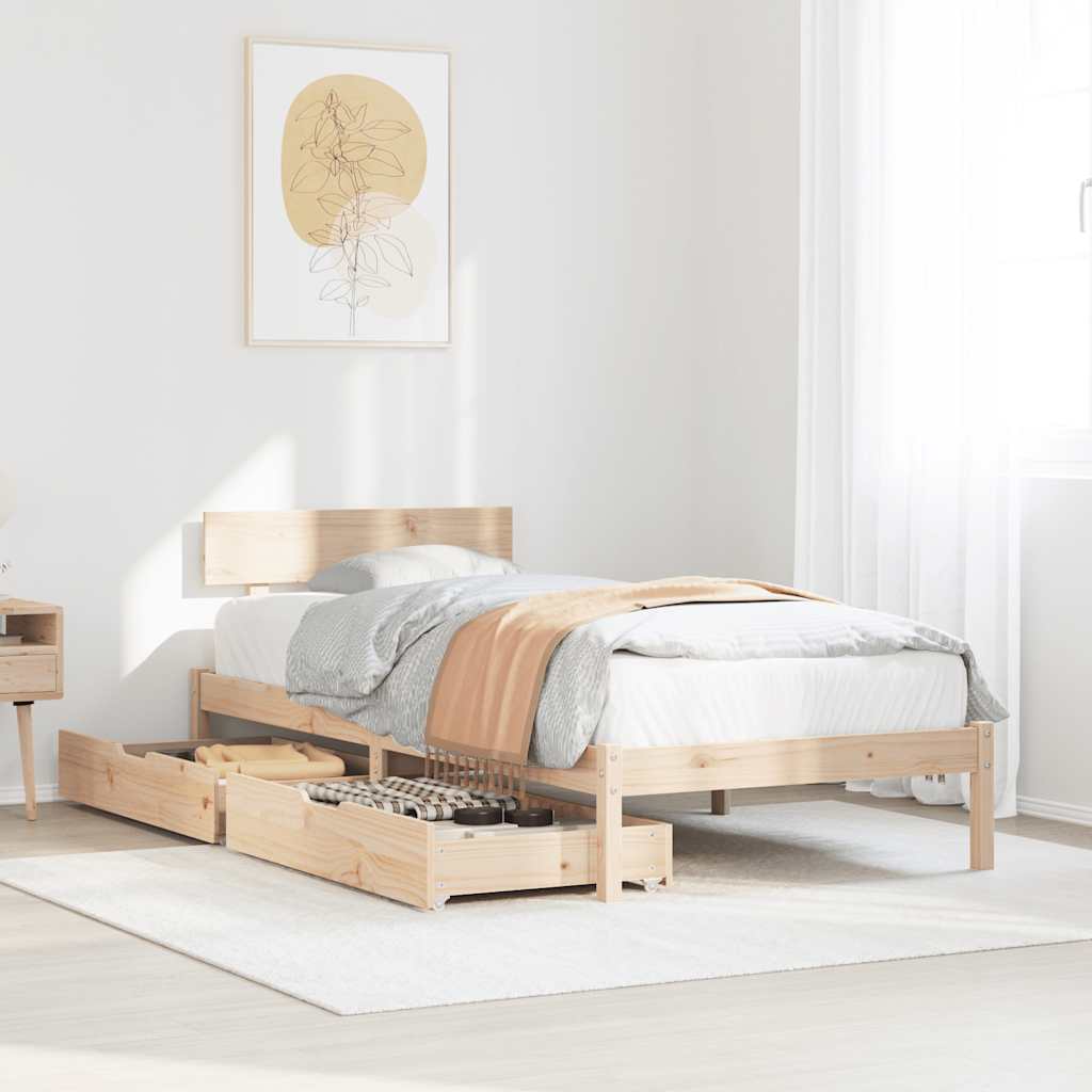Bed Frame without Mattress 90x200 cm Solid Wood Pine