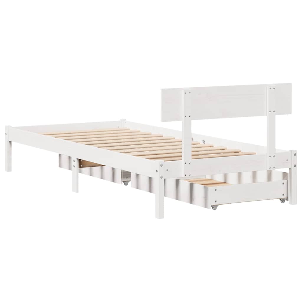 Bed Frame without Mattress White 100x200 cm Solid Wood Pine