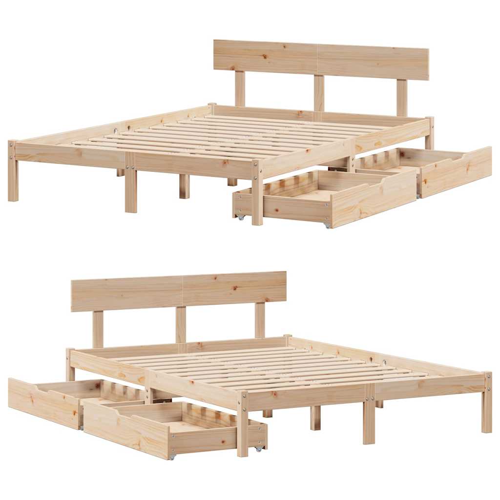 Bed Frame without Mattress 140x200 cm Solid Wood Pine