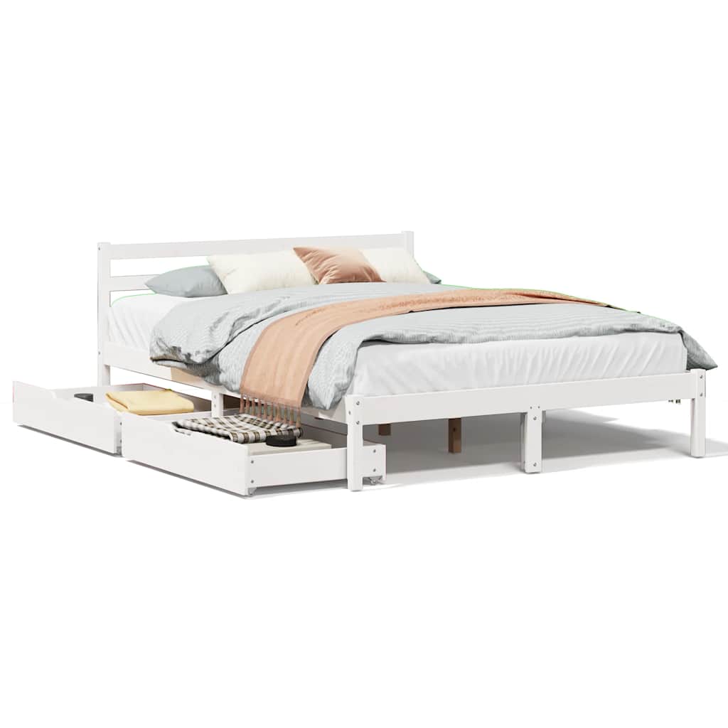 Bed Frame without Mattress White 140x190 cm Solid Wood Pine