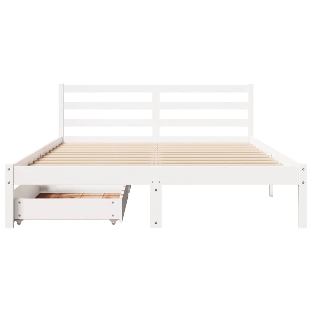 Bed Frame without Mattress White 140x190 cm Solid Wood Pine