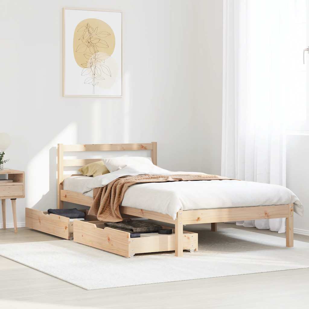 Bed Frame without Mattress 90x200 cm Solid Wood Pine