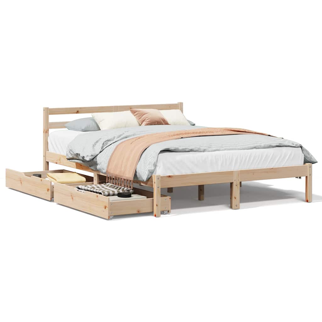 Bed Frame without Mattress 150x200 cm King Size Solid Wood Pine