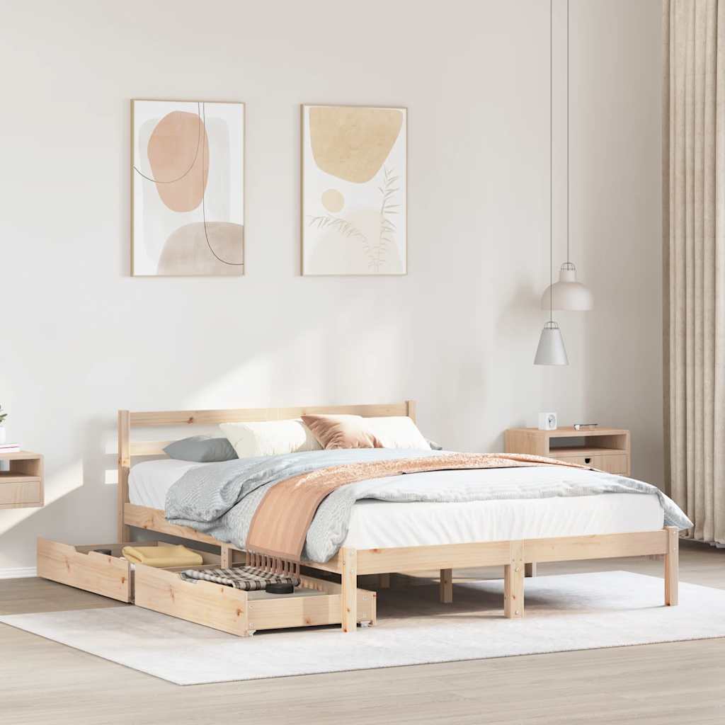 Bed Frame without Mattress 160x200 cm Solid Wood Pine