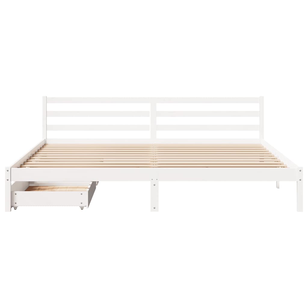 Bed Frame without Mattress White 200x200 cm Solid Wood Pine