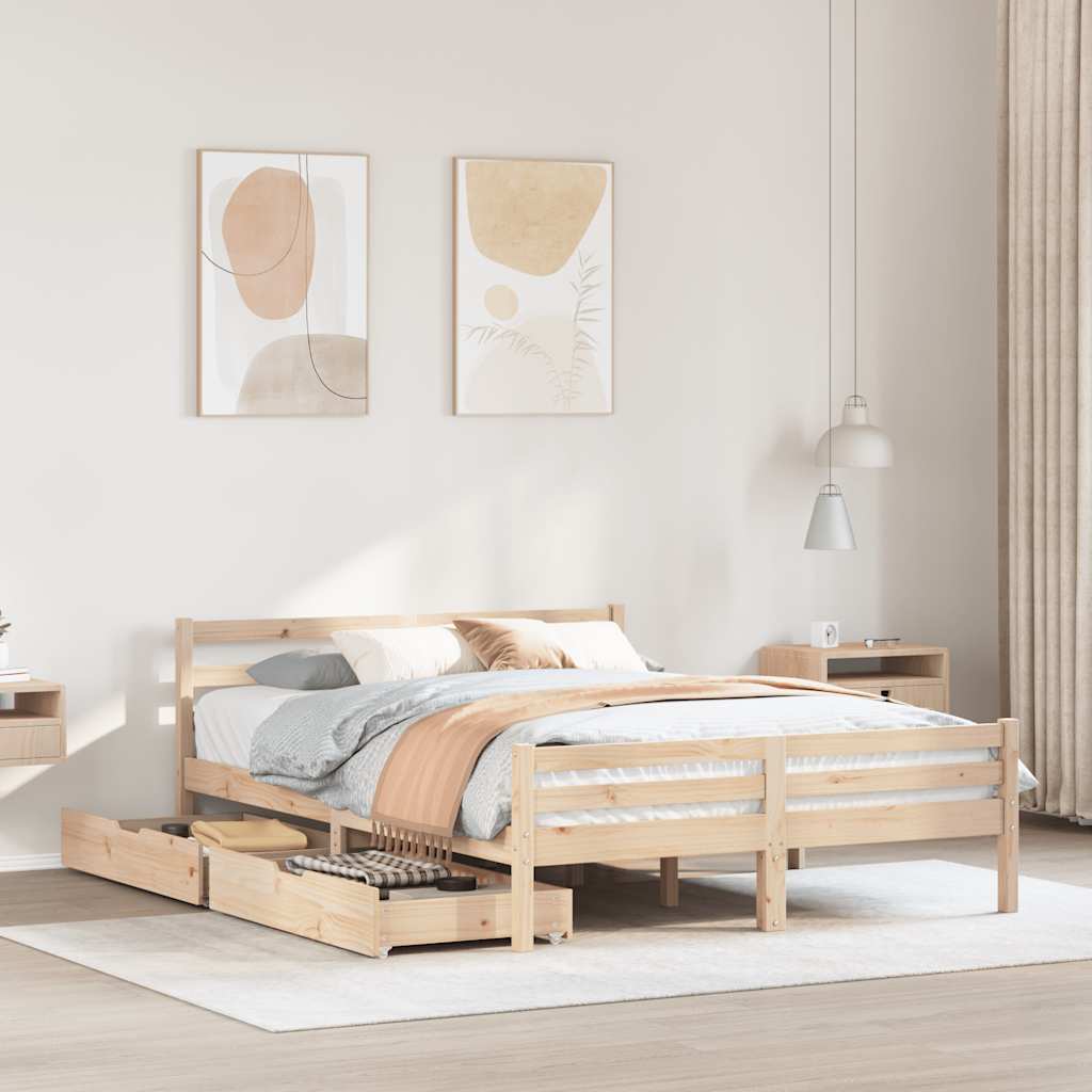 Bed Frame without Mattress 140x200 cm Solid Wood Pine