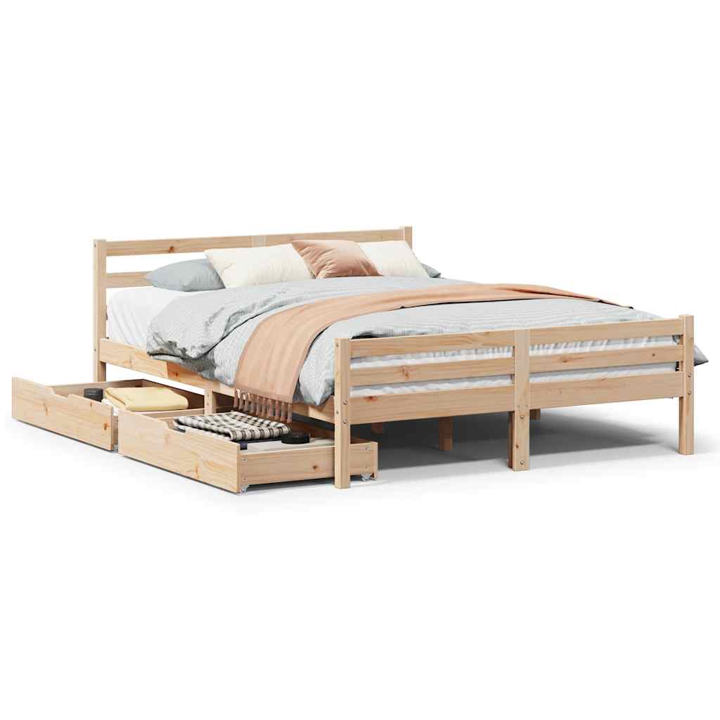 Bed Frame without Mattress 160x200 cm Solid Wood Pine