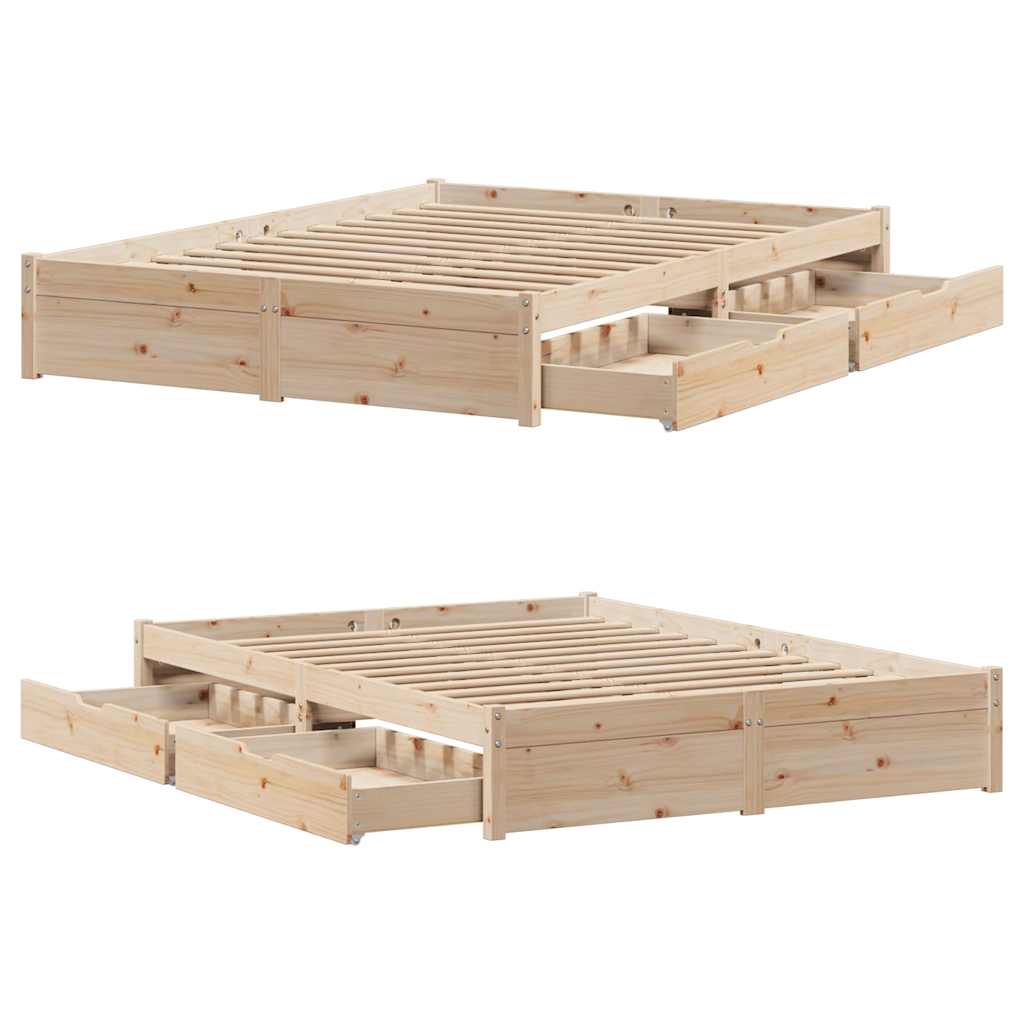 Bed Frame without Mattress 140x190 cm Solid Wood Pine