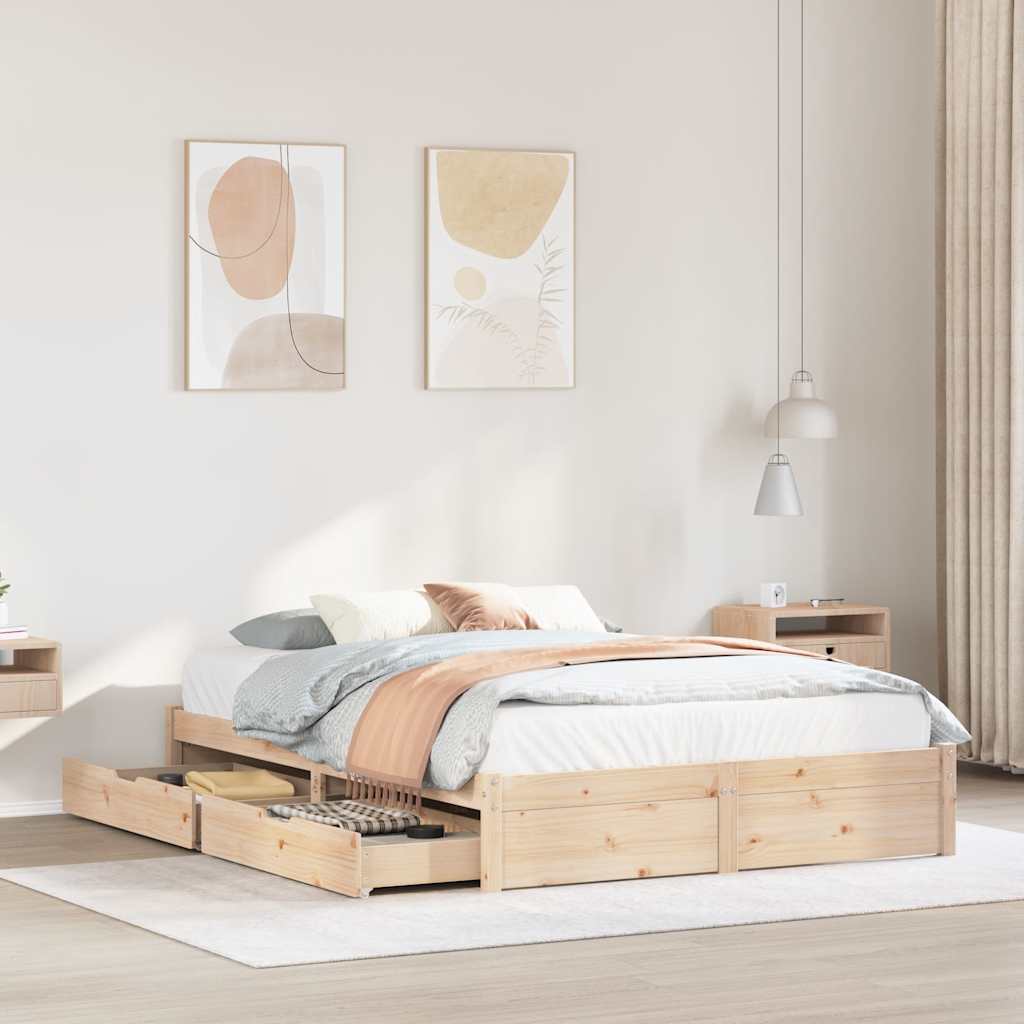 Bed Frame without Mattress 140x190 cm Solid Wood Pine