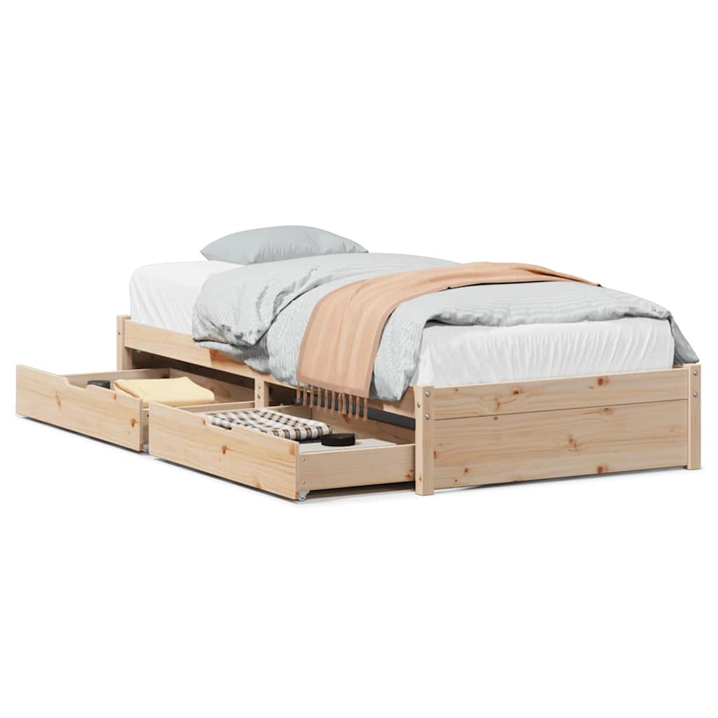 Bed Frame without Mattress 90x200 cm Solid Wood Pine