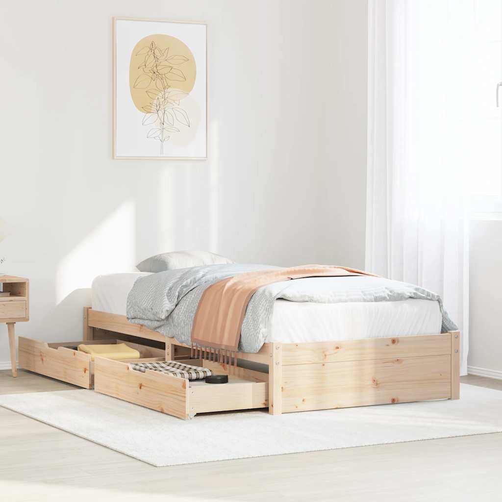 Bed Frame without Mattress 90x200 cm Solid Wood Pine