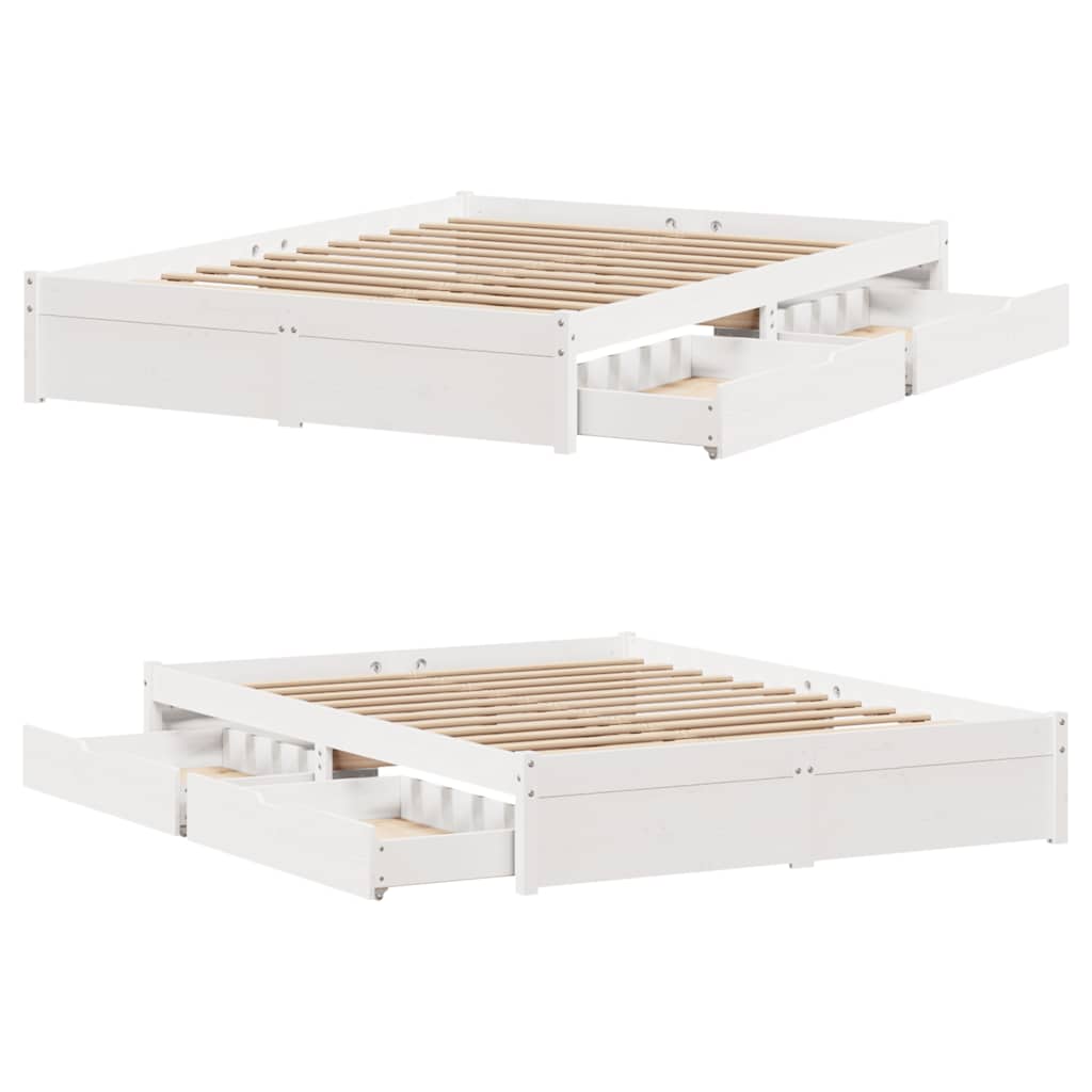 Bed Frame without Mattress White 160x200 cm Solid Wood Pine