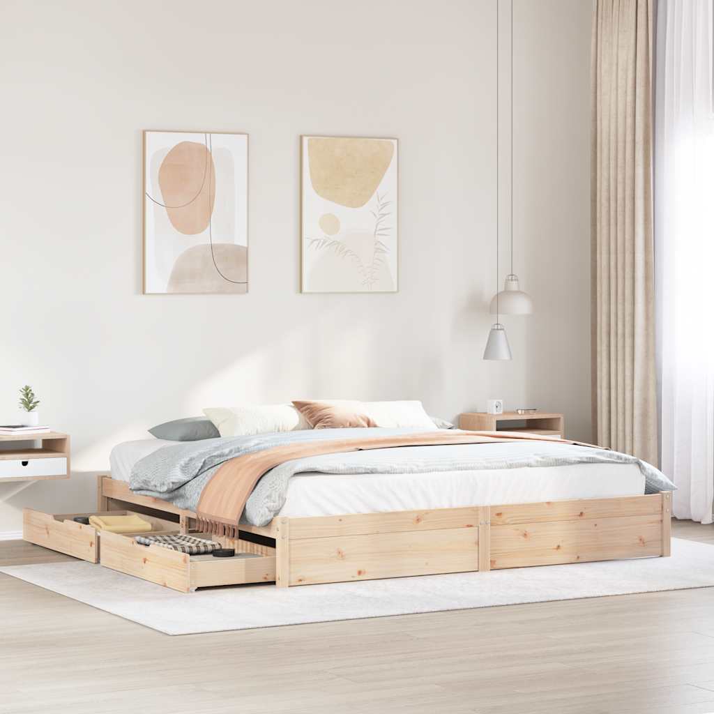 Bed Frame without Mattress 180x200 cm Super King Solid Wood Pine