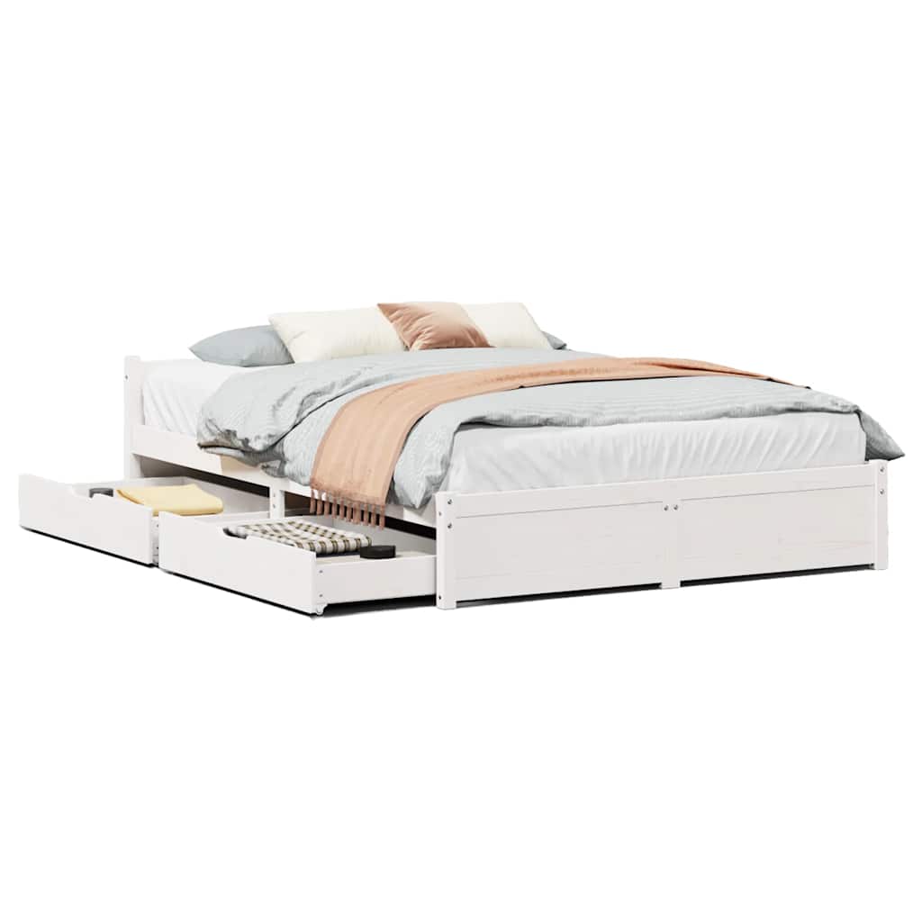 Bed Frame without Mattress White 100x200 cm Solid Wood Pine