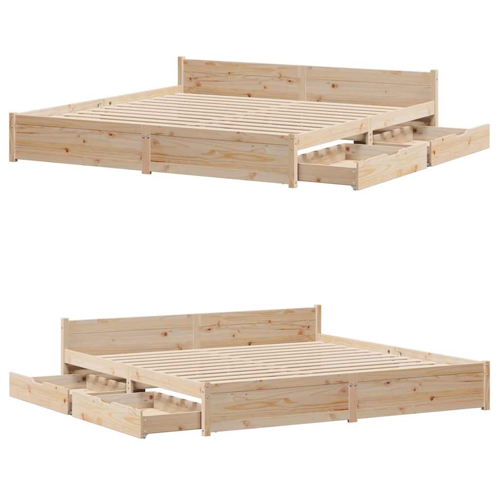 Bed Frame without Mattress 200x200 cm Solid Wood Pine