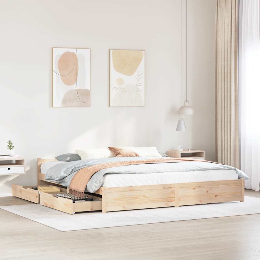 Bed Frame without Mattress 200x200 cm Solid Wood Pine