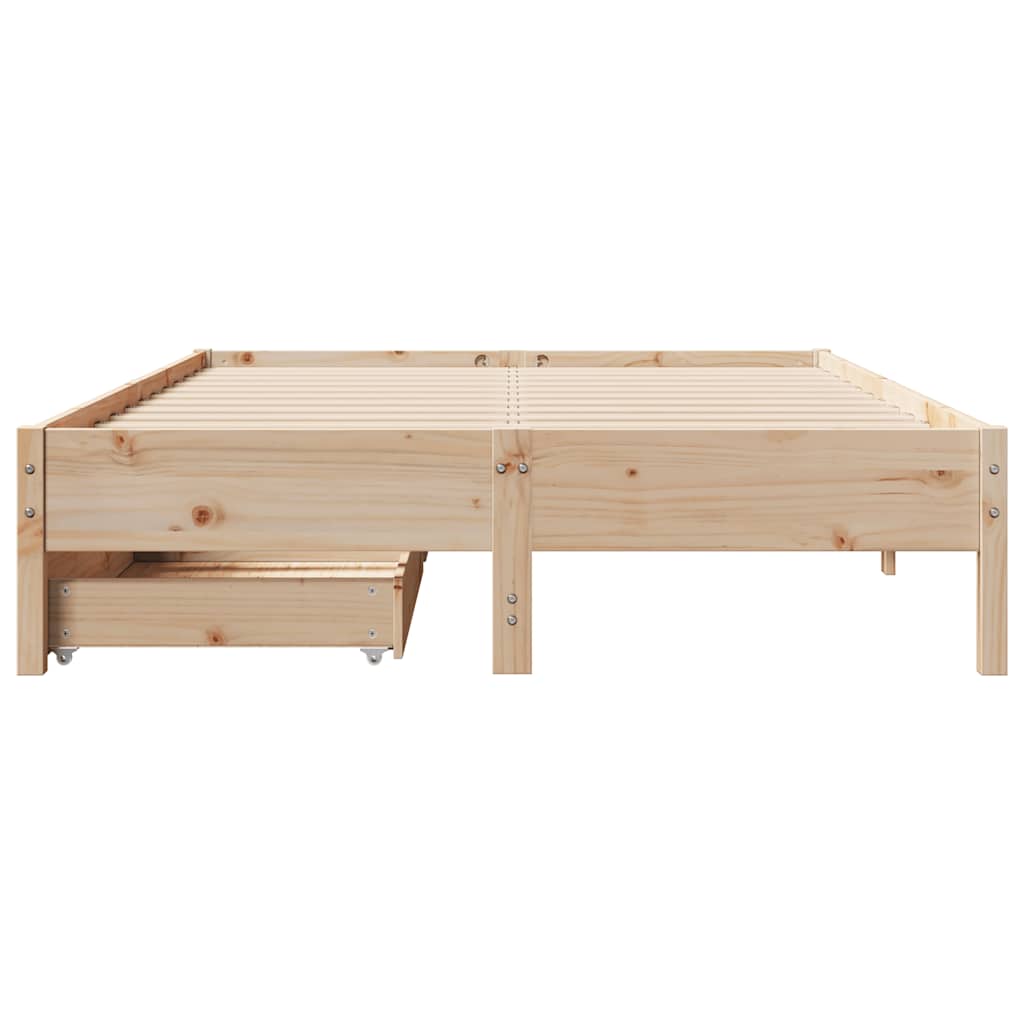 Bed Frame without Mattress 135x190 cm Double Solid Wood Pine