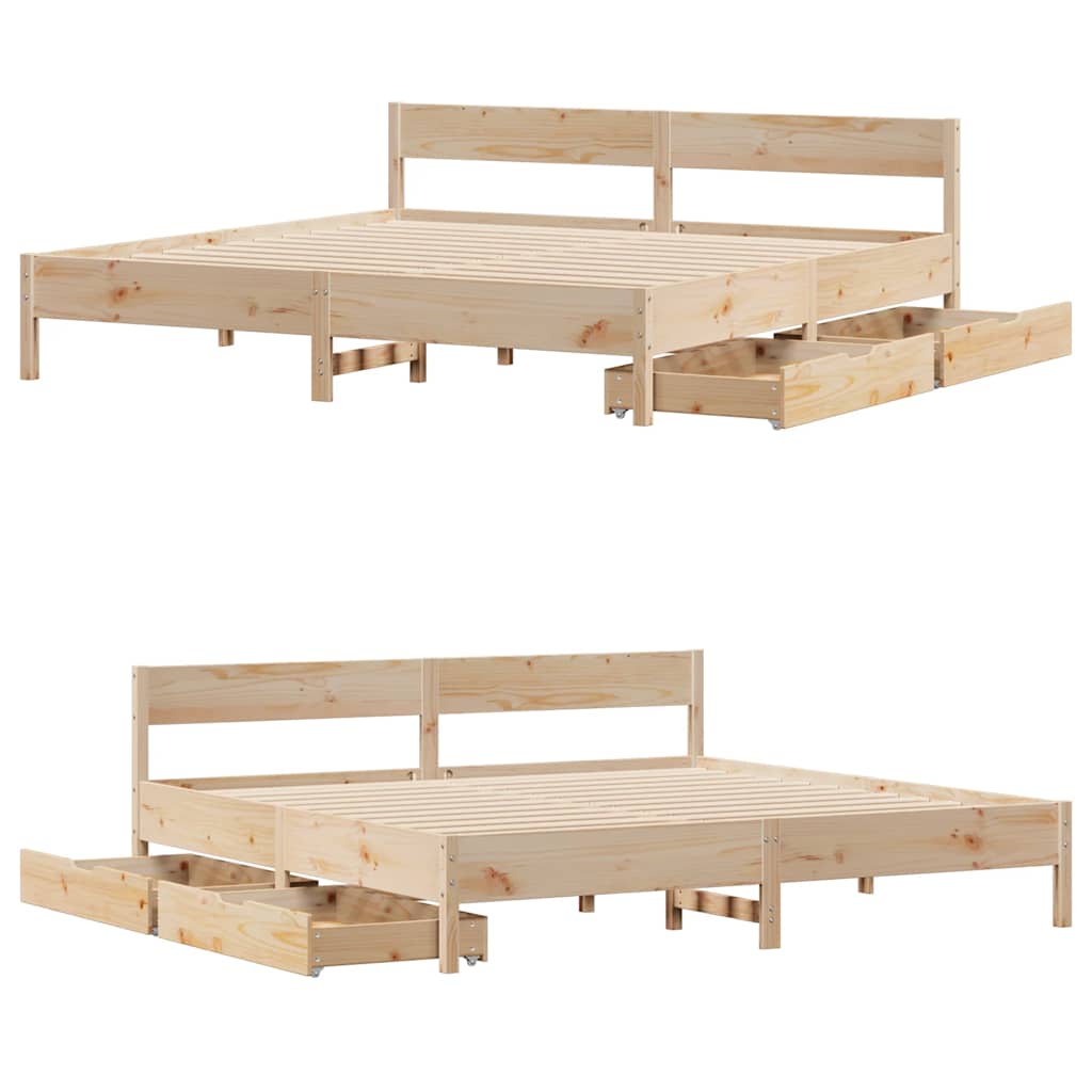 Bed Frame without Mattress 180x200 cm Super King Solid Wood Pine