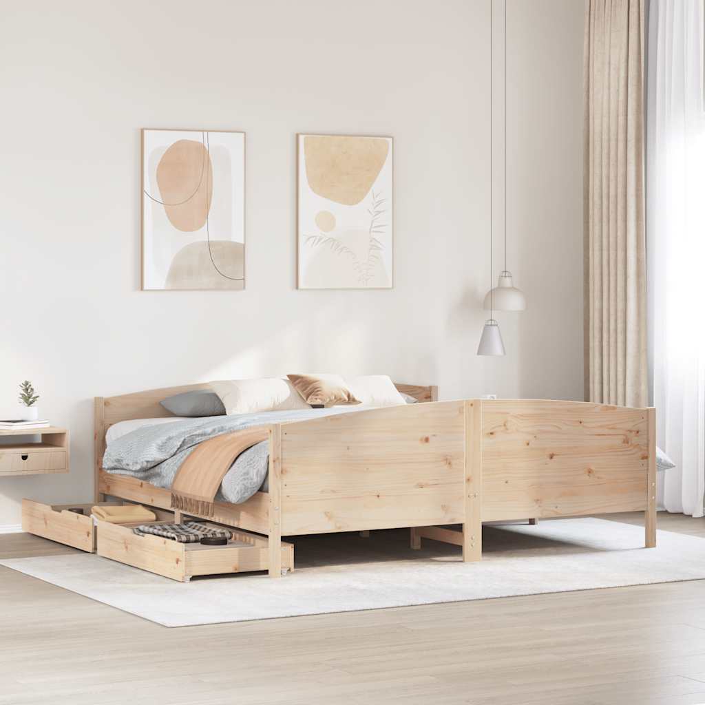 Bed Frame without Mattress 180x200 cm Super King Solid Wood Pine