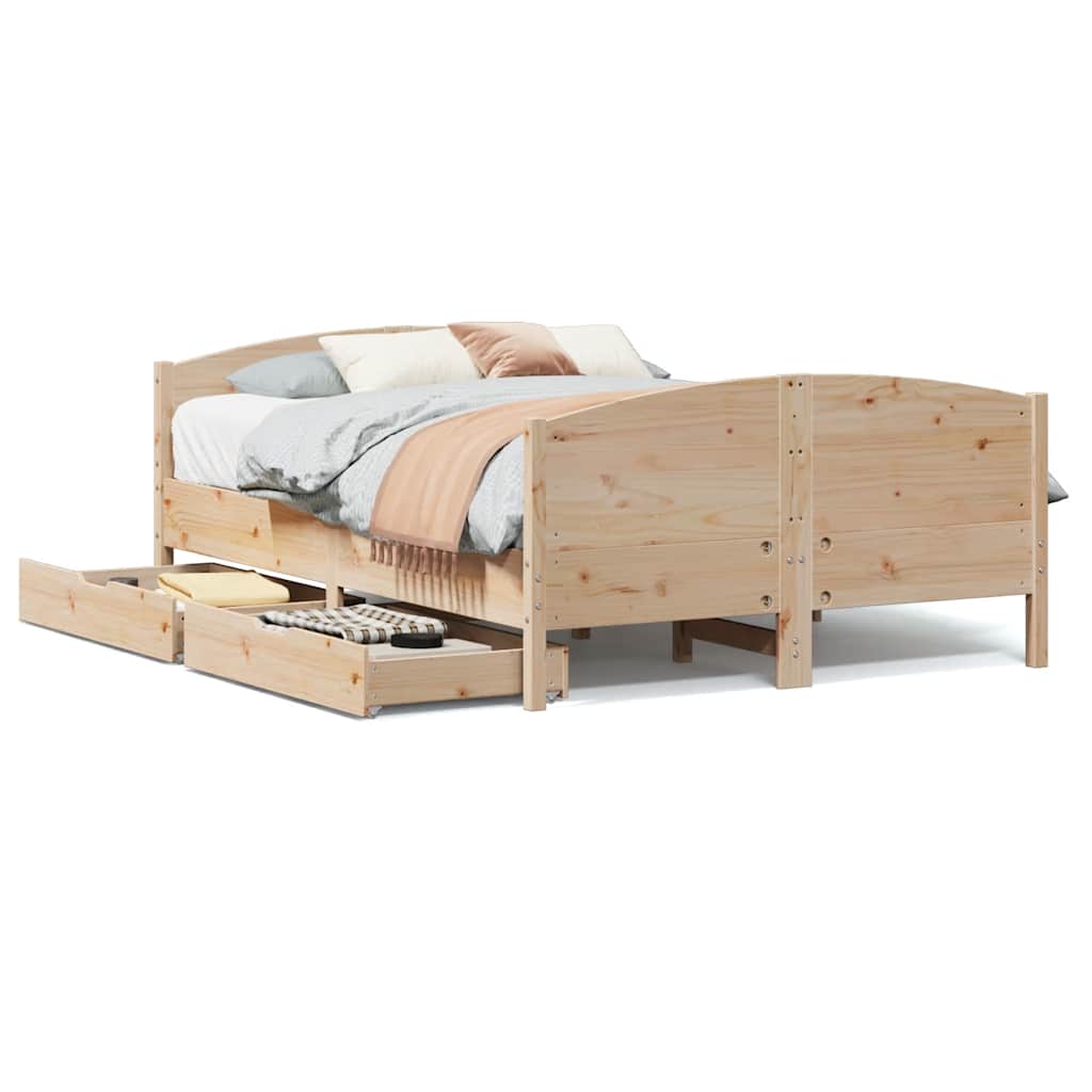 Bed Frame without Mattress 135x190 cm Double Solid Wood Pine