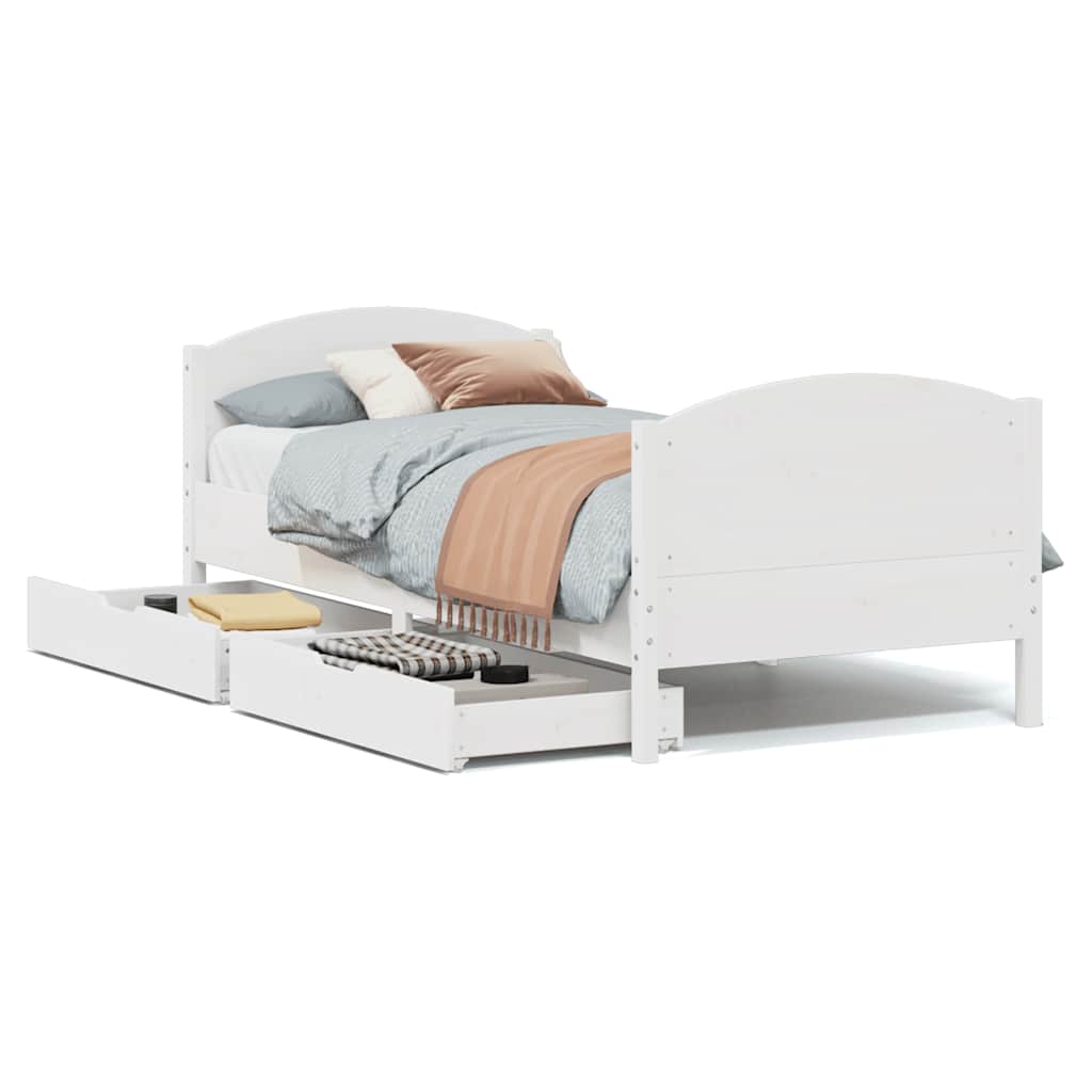 Bed Frame without Mattress White 90x190 cm Single Solid Wood Pine