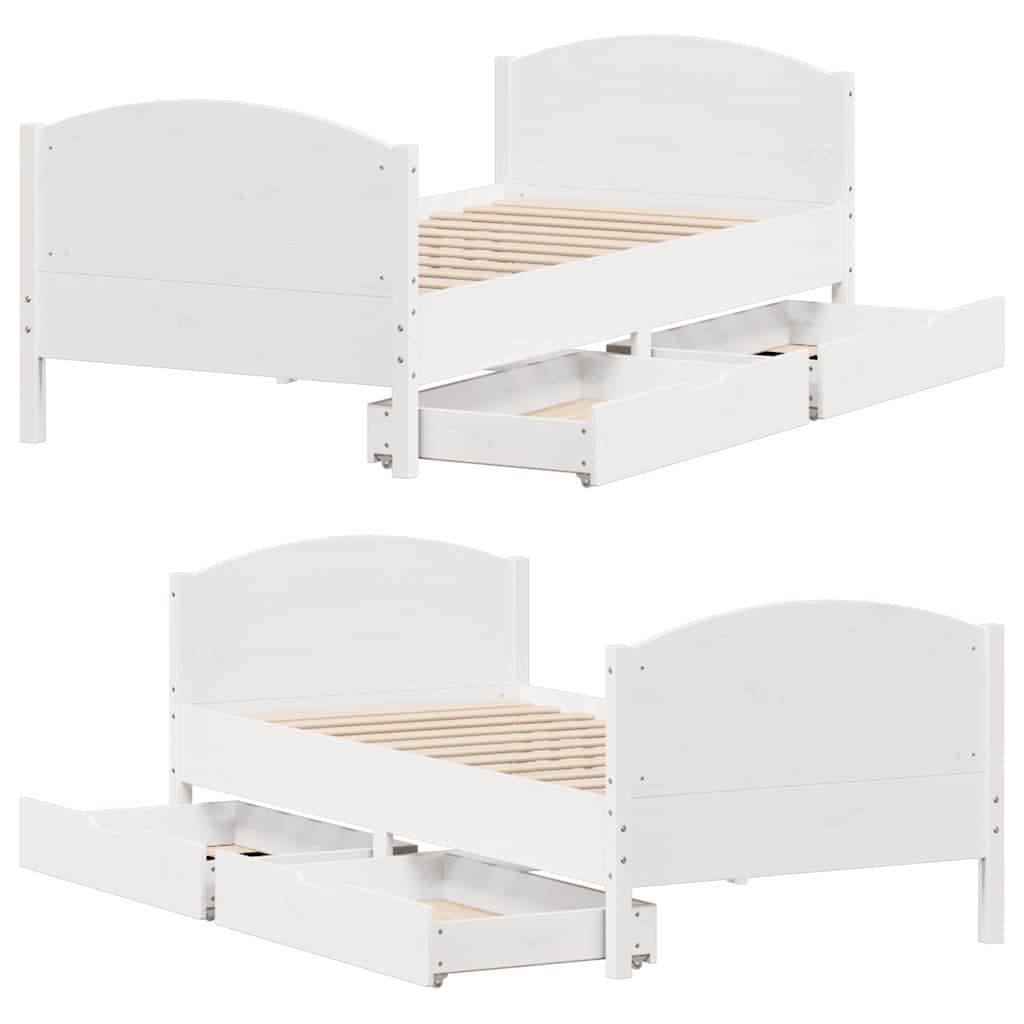 Bed Frame without Mattress White 90x190 cm Single Solid Wood Pine