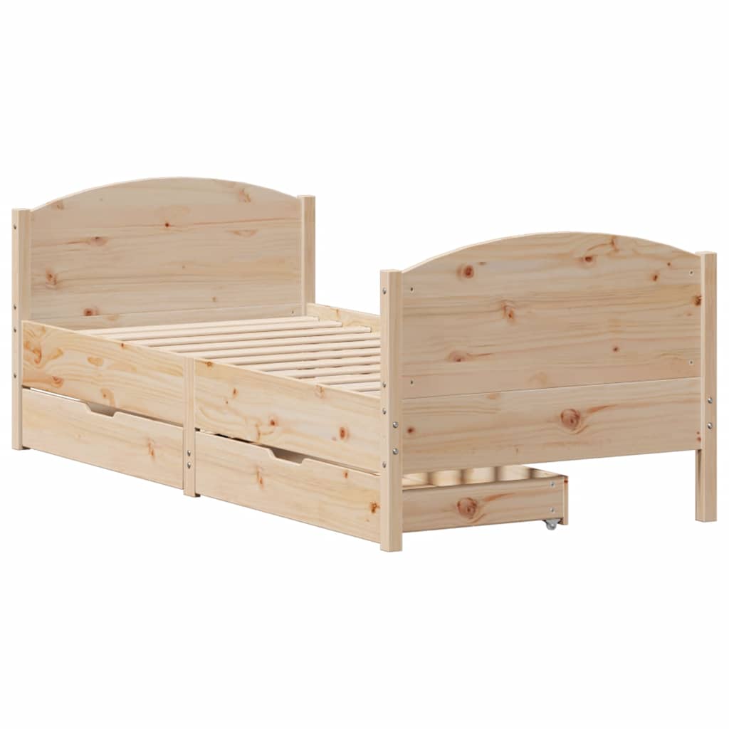 Bed Frame without Mattress 75x190 cm Small Single Solid Wood Pine