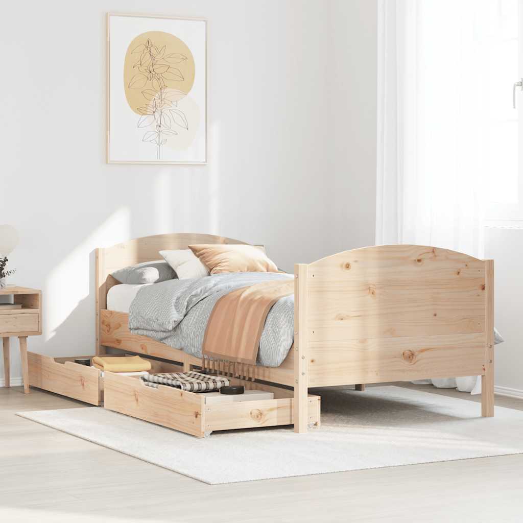 Bed Frame without Mattress 75x190 cm Small Single Solid Wood Pine