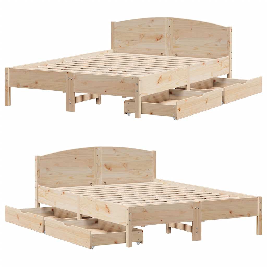 Bed Frame without Mattress 160x200 cm Solid Wood Pine