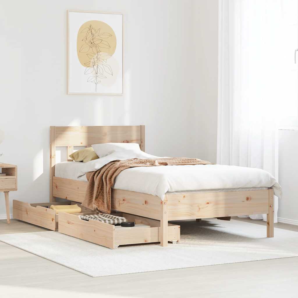 Bed Frame without Mattress 90x190 cm Single Solid Wood Pine