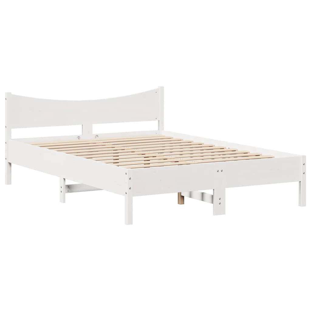 Bed Frame with Drawers White 140x190 cm Solid Wood Pine