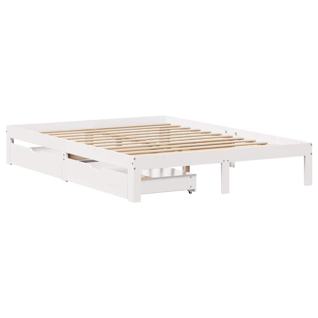 Bed Frame with Drawers without Mattress White 160x200 cm