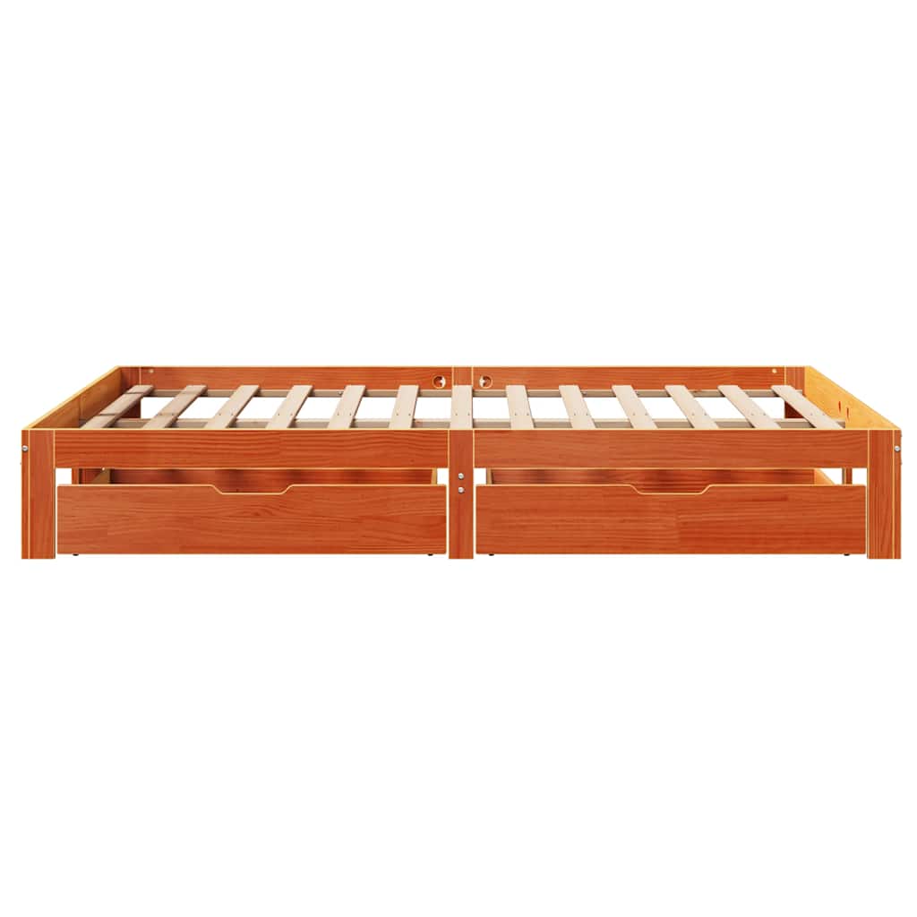 Bed Frame with Drawers without Mattress Wax Brown 120x190 cm Small Double