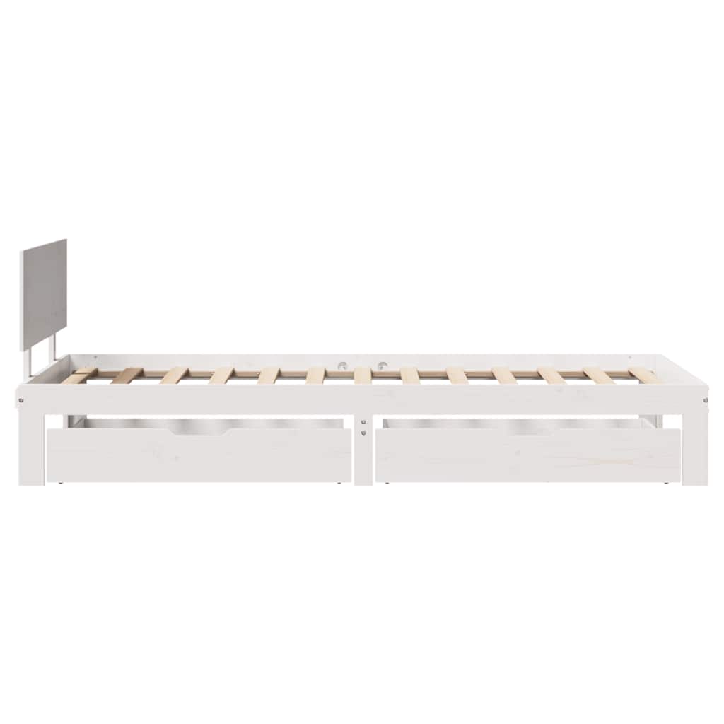 Bed Frame with Drawers without Mattress White 90x190 cm Single