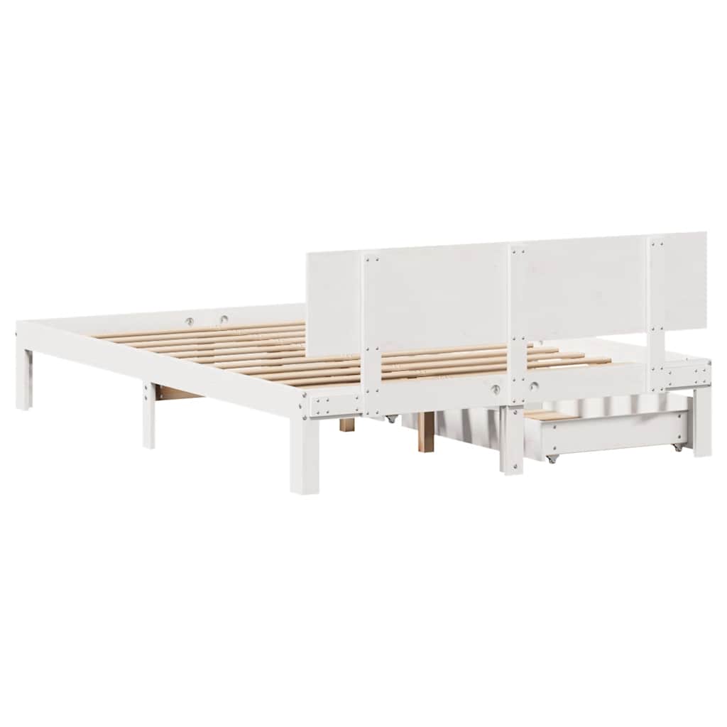 Bed Frame with Drawers without Mattress White 135x190 cm Double